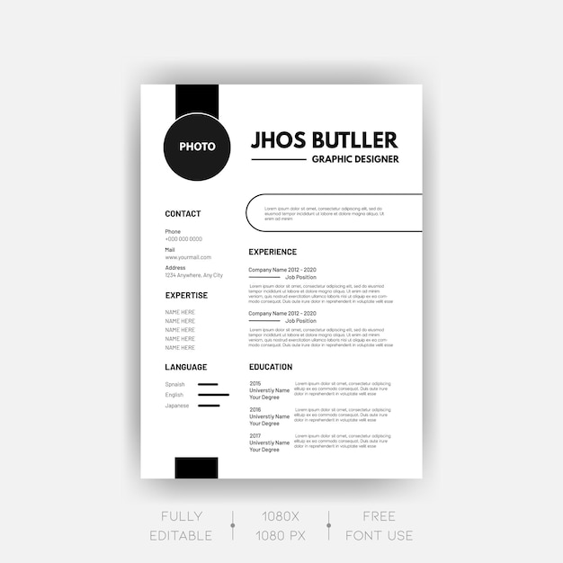 Free downloadn clean and modern resume or cv template