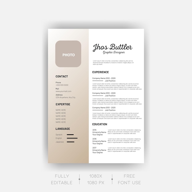 Free downloadn clean and modern resume or cv template