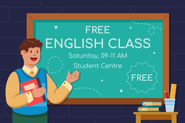 Vector free english class schedule announcement