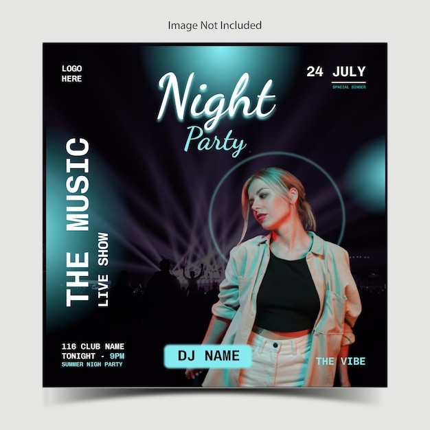 Free EPS club dj party flyer social media post