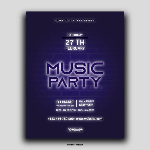 Free EPS club dj party flyer social media post