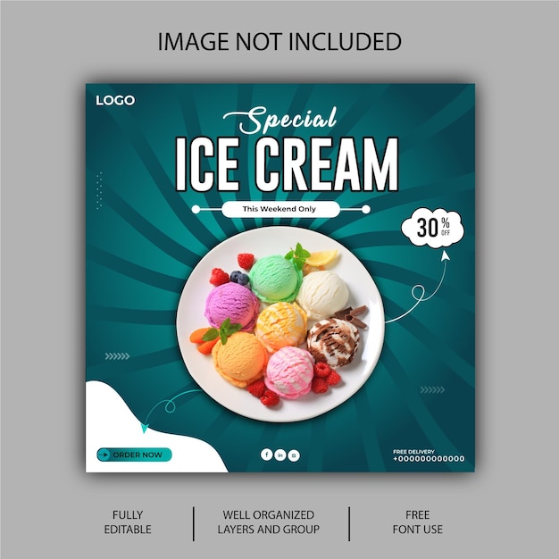 Free EPS ice cream social media post design template