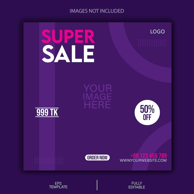 Vector free eps super sale offer square social media post design