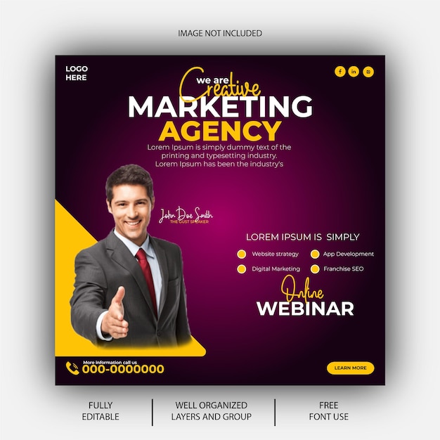 Free EPS vector digital marketing webinar and corporate social media post template