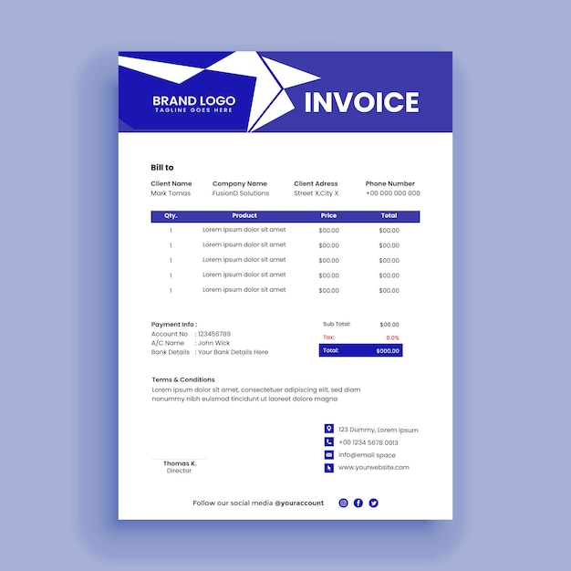 Free Flat invoice design template