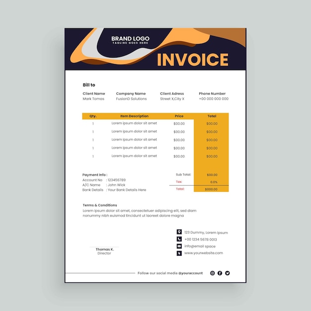 Free Flat invoice design template