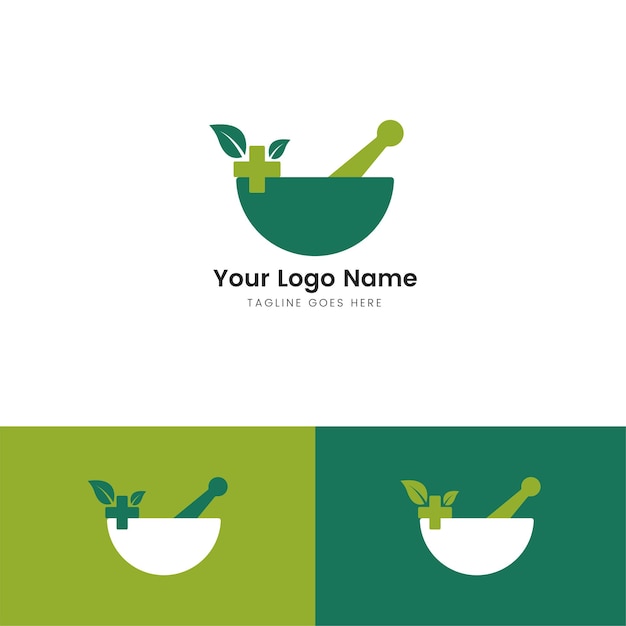 Free flat vector herbal logo medicine logo template