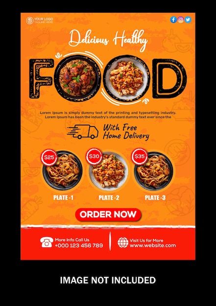 Vector free food flyer social media promotion and instagram banner post design template