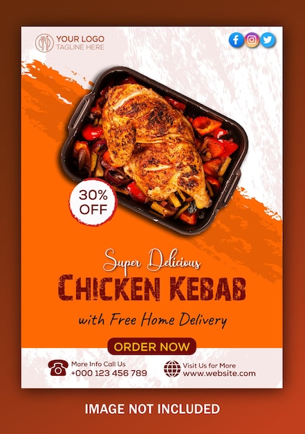 Free food flyer social media promotion and instagram banner post design template
