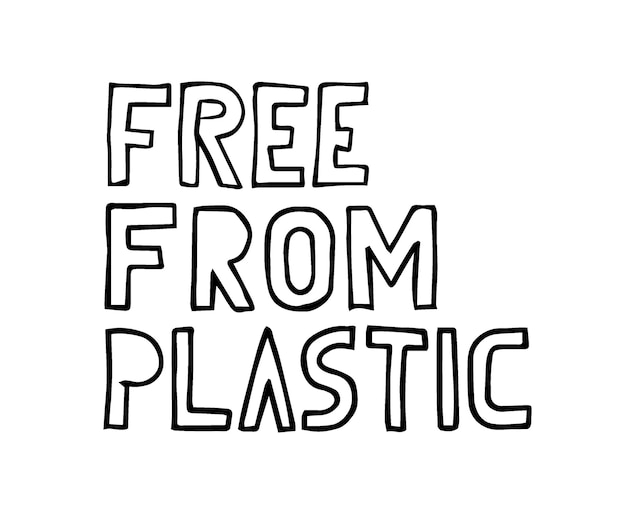 Free from plastic lettering for package paper design zero waste concept plastic pollution sticker la
