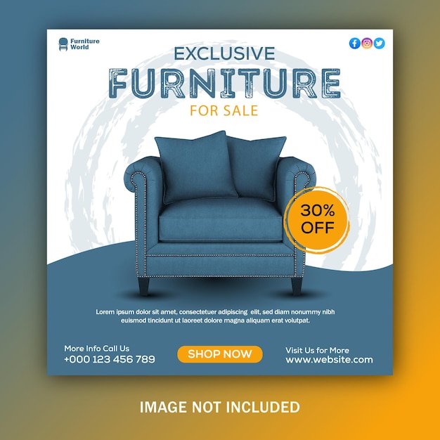 Free furniture sale social media and instagram post template banner