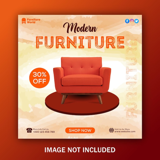 Free furniture sale social media and instagram post template banner