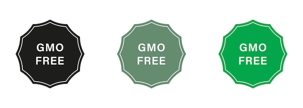 Free genetically modified product label set no gmo bio eco ingredients symbol healthy food