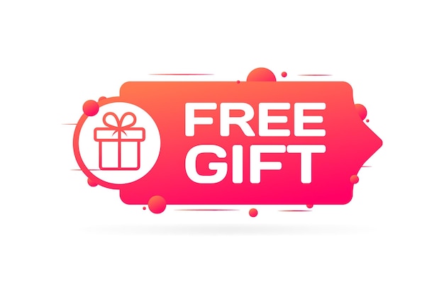 Free gift sign Flat red gift box free gift icon Vector icon