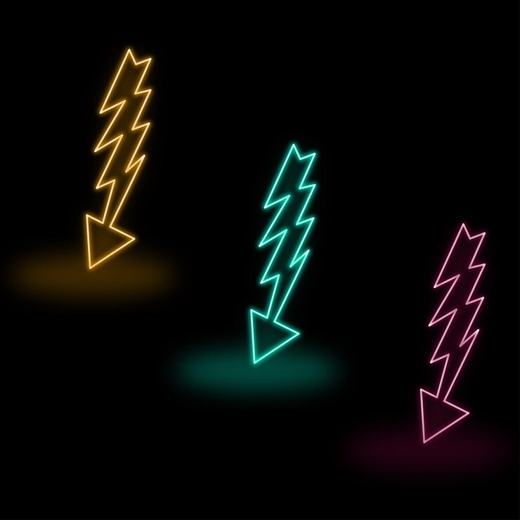 Vector free glowing neon energy icon with arrow