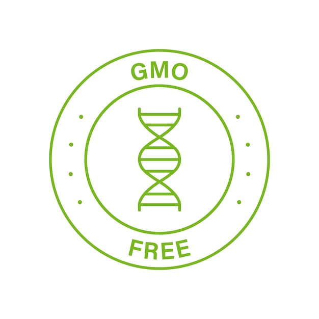 Free gmo line green stamp natural non gmo food label no genetically modified ingredients sign bio