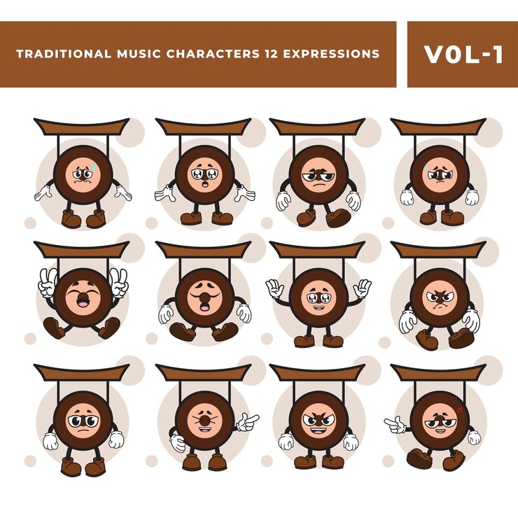 Vector free gong mascot vector images set
