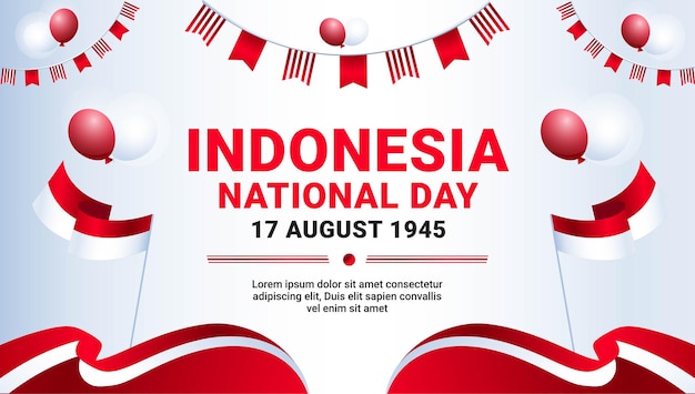 무료 그라디언트 인도네시아 국경일 독립 8월 17일 독수리 배경 축하