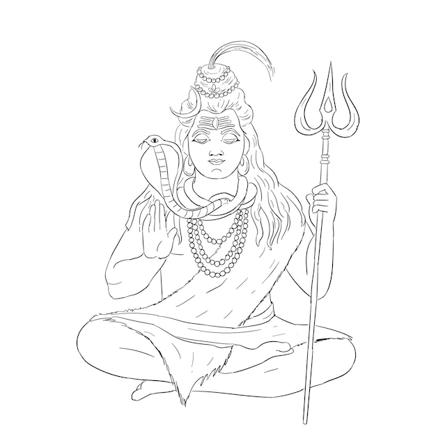 Vector free hand drawn lord shiva statue