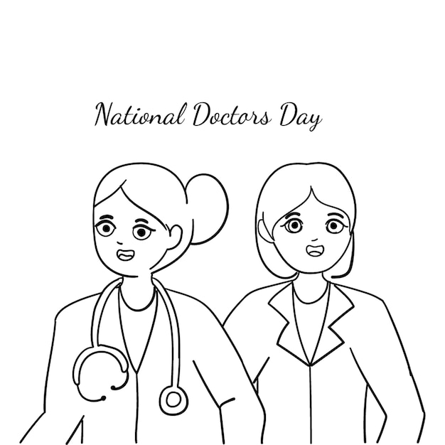 Vector free hand drawn national doctors day creative vector illustration