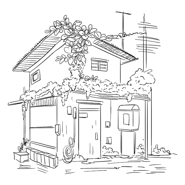 Vector free hand drawn sketch old house doodle deign vector illustration