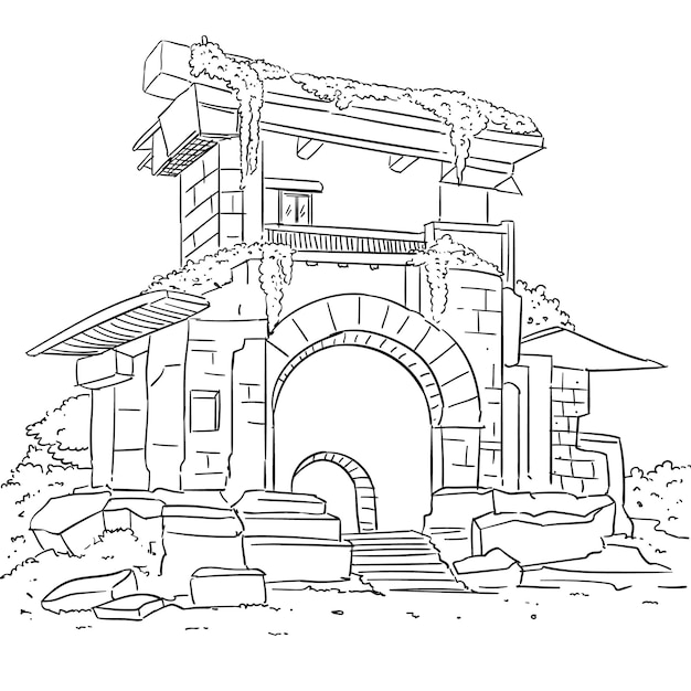 Vector free hand drawn sketch old house doodle deign vector illustration