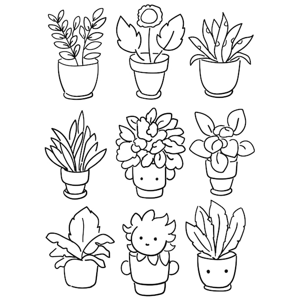 Вектор Бесплатные ручные рисунки маленьких растений, векторные иллюстрации