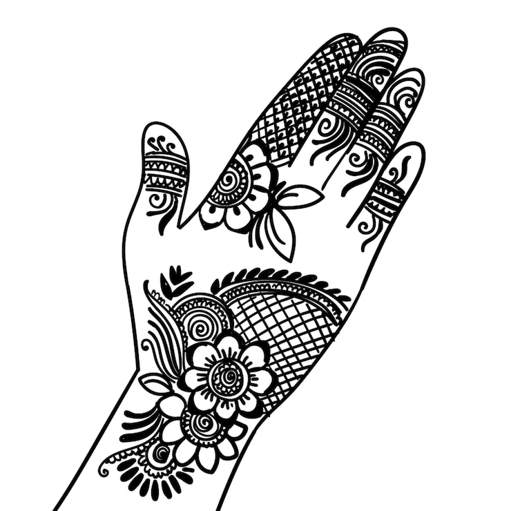 Vector free hand drawn wedding mehndi design vector illustration on white background
