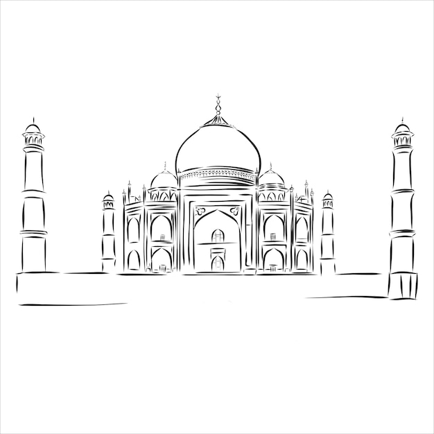 Vettore collezione di schizzi a mano libera taj mahal agra india illustrazione vettoriale