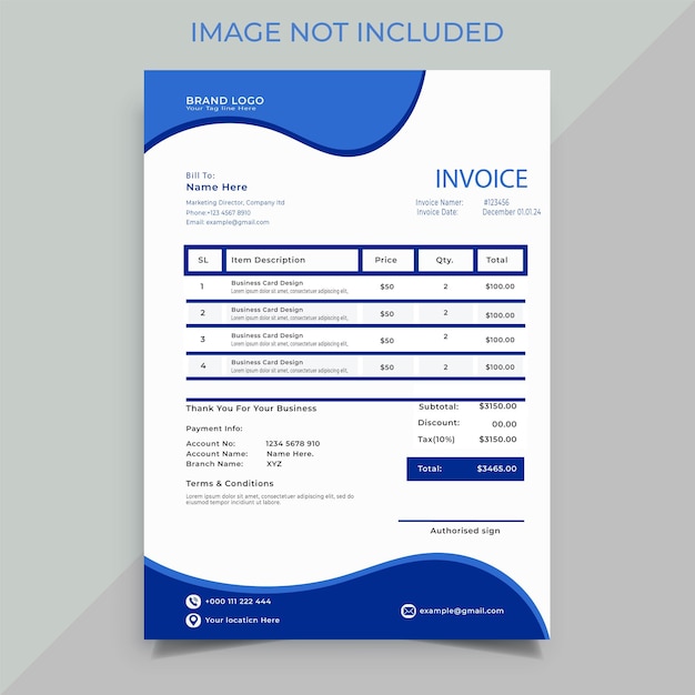 Vector free invoice design vector minimal flat design driving school template vector design