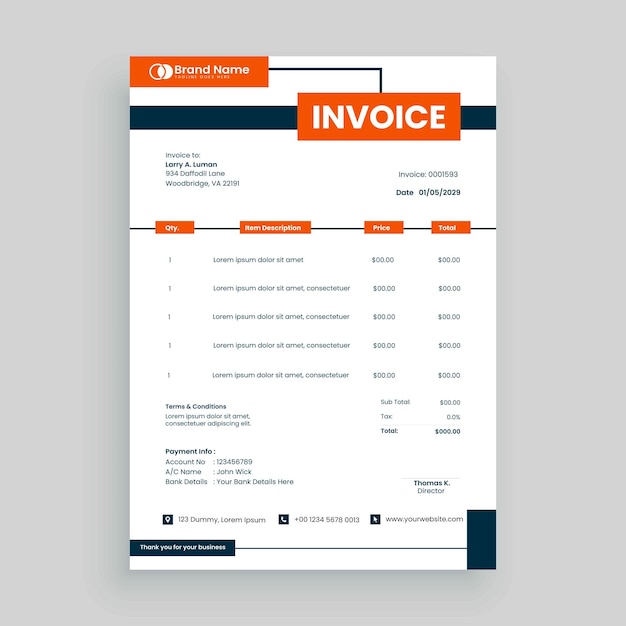 Vector free invoice template vector design for your business