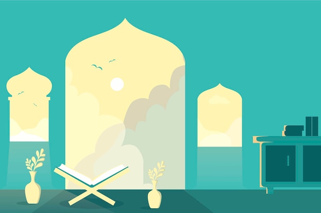 Vector free islamic flat and ramadan muslim illustration vector traditional template