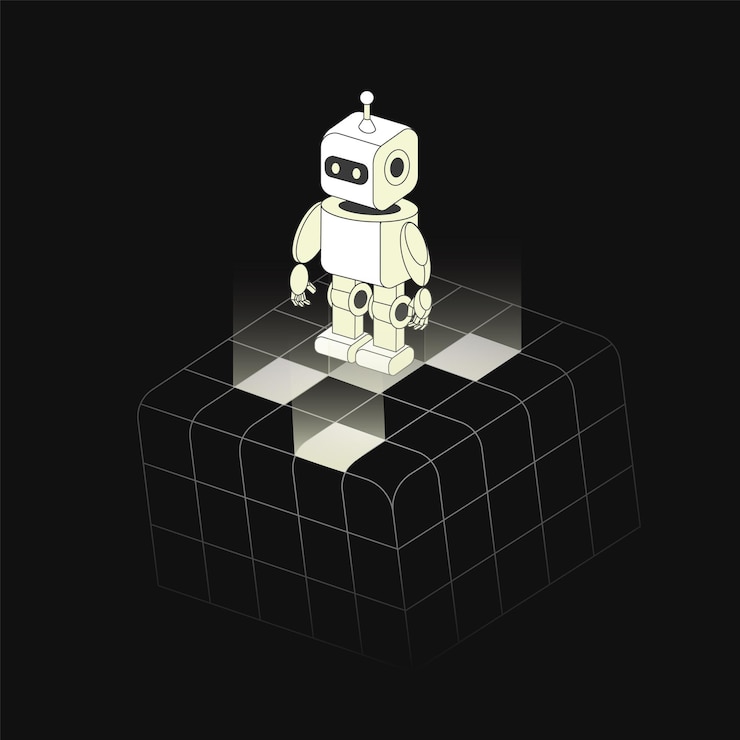 Vector free isometric vector cute artificial intelligence robot isometric icon