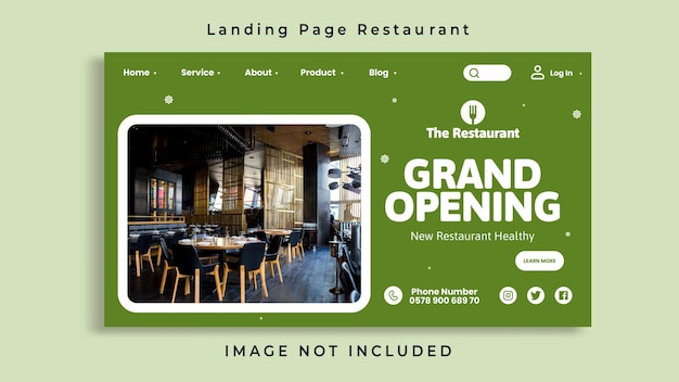 Vector free landing page template food restaurant