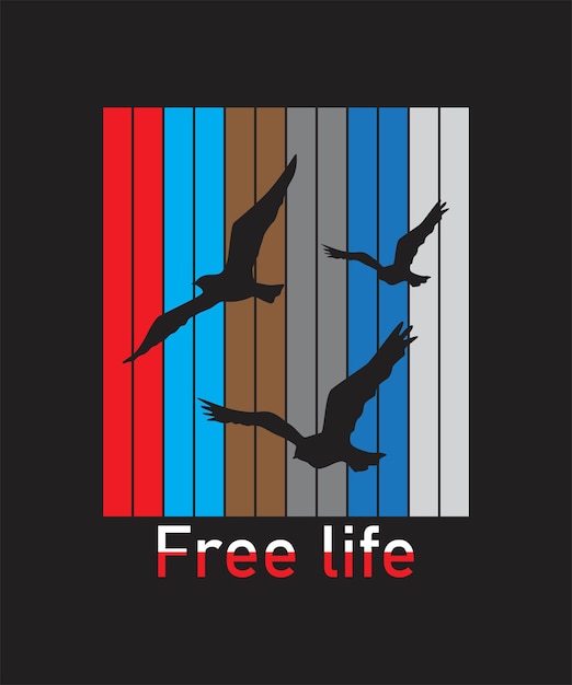 Печать на футболках с типографикой free life