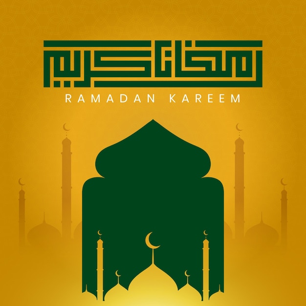 Free luxury vector realistic greeting ramadan kareem mubarak arabic ramazan banner post calligraphy