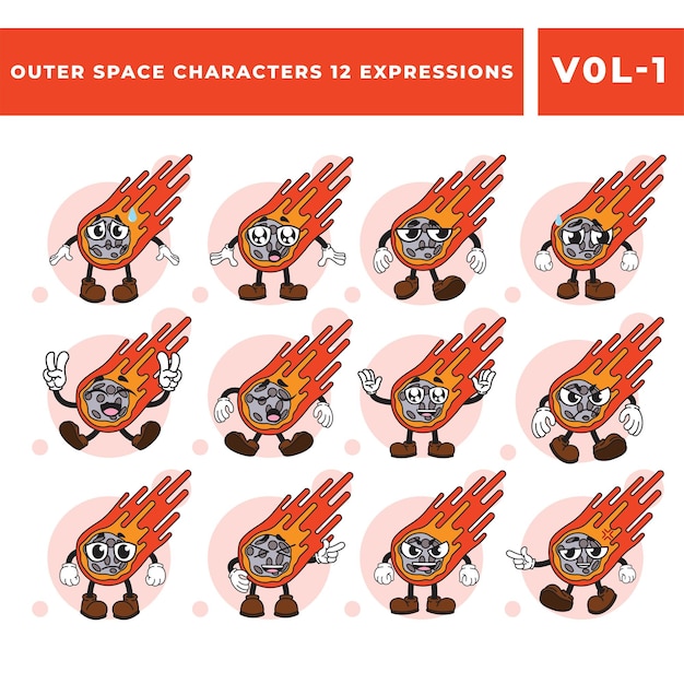 Vector free meteor mascot vector images set