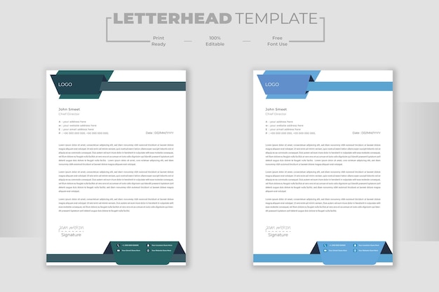 無料の近代的なクリエイティブでクリーンなレターヘッドデザインテンプレート