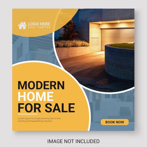 Free modern and creative real estate social media post template, set of social media post template