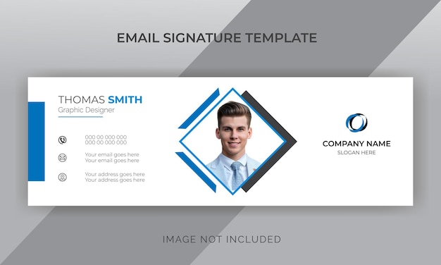 Vector free modern personal email signature and email footer template layout with flat mockup