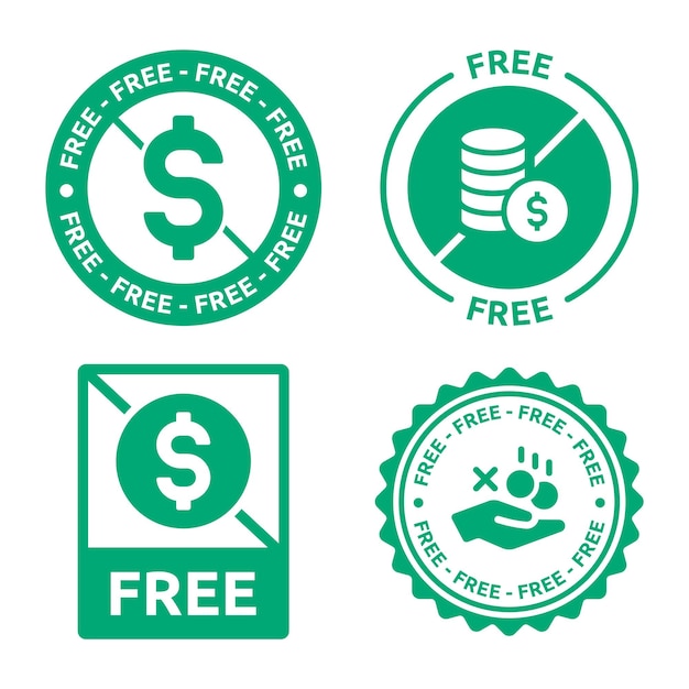 Free money icon set. No payment sign vector illustration.