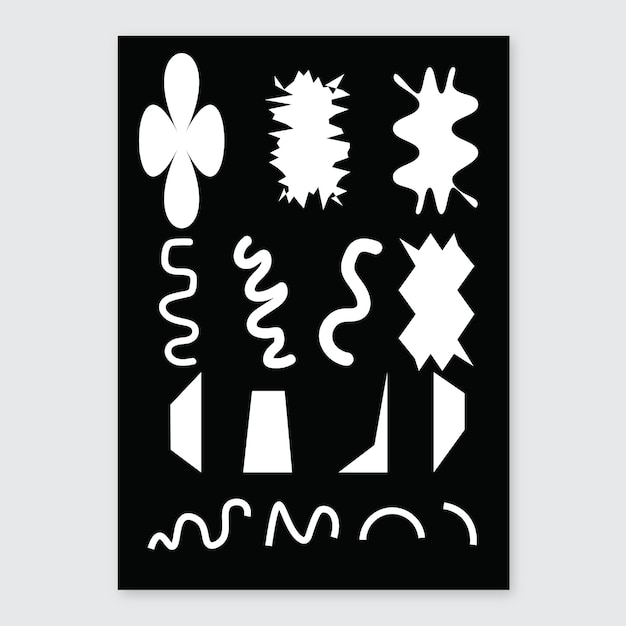 Free monochrome vector hand drawn abstract shapes collection