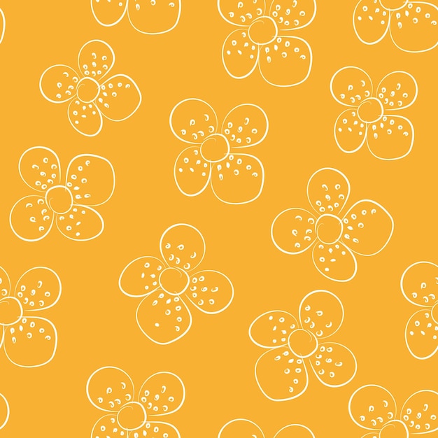 Free orange flower pattern sample with line and dots