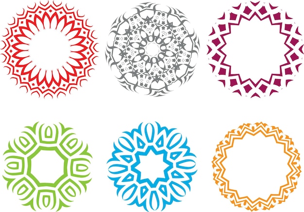 Pacchetto gratuito di elementi geometrici circolari decorativi set di oggetti di design gratuiti in diversi colori