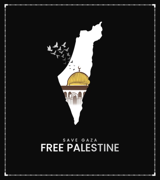 Bandiera palestinese libera della palestina con il design della moschea di alaqsa per bannersocial mediaposter 3d illustration