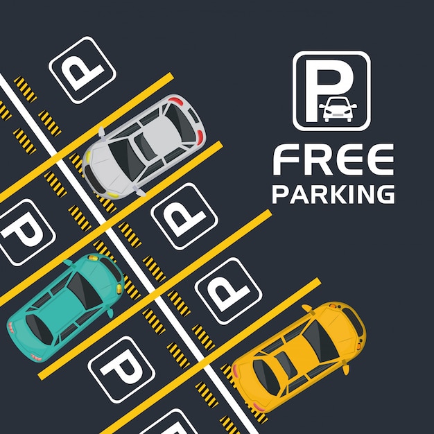 Free parking air view scene