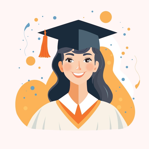 Vector free photo flat illustration happy graduated girl