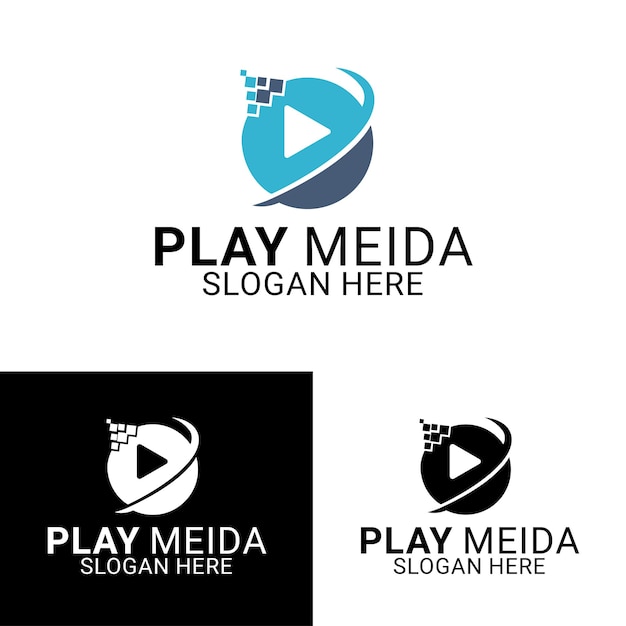 Free play media vector logo design template
