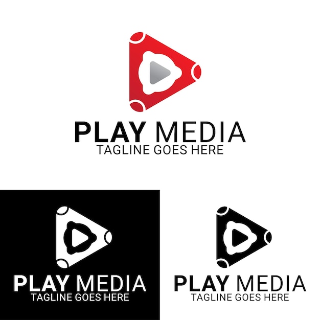 Free play media vector logo template