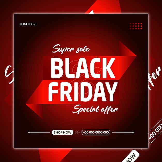 Free psd black friday special sale social media post design template